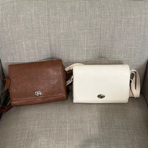 White purse never used lightly damaged. Used Brown purse good condition